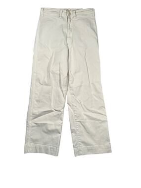 Marine Layer Bridget Wide Leg Crop Pants 6 Cream Off-White Cotton Twill Trousers